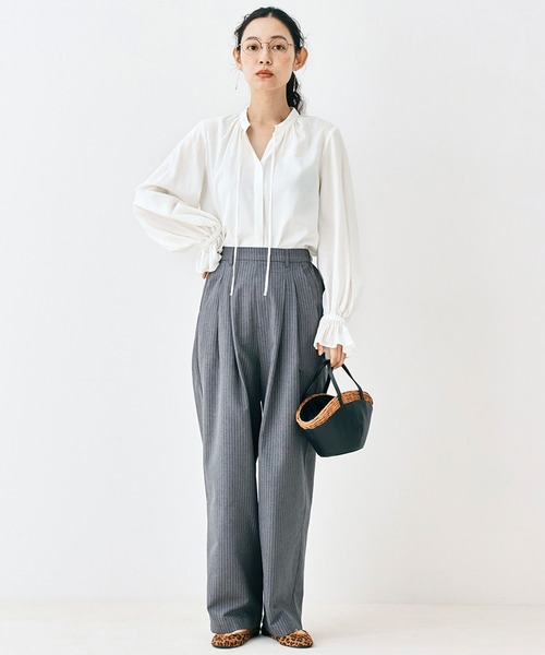 ａｎｄ ｍｙｅｒａ ストライプなスラックス（スラックス）｜and myera（アンド マイラ）