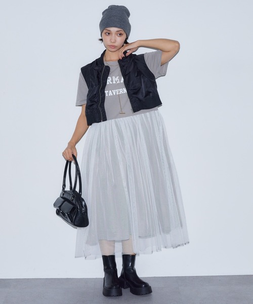 BARRETTA(バレッタ)の「ロゴTチュールワンピース(ワンピース・レディース・ブラック/グレー/ホワイト・FREE)」の3枚目の写真