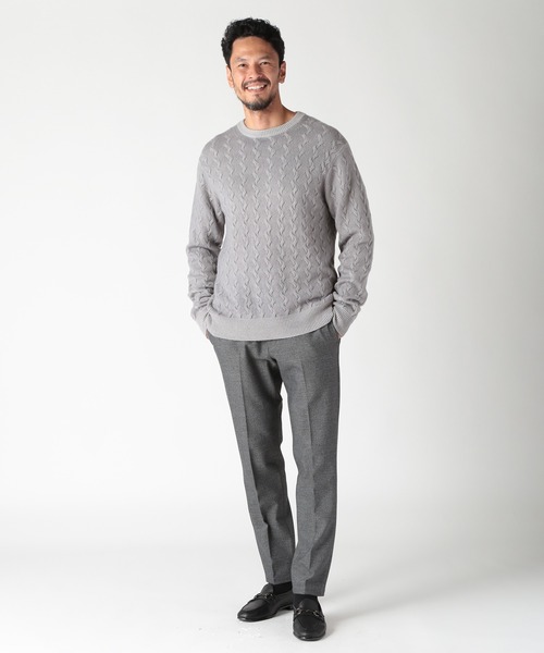 MEN'S BIGI(メンズビギ)の「5G スノー加工ケーブルクルーニット(ニット/セーター・メンズ・グリーン/ブラック/グレー/オレンジ・01/03/02)」の5枚目の写真