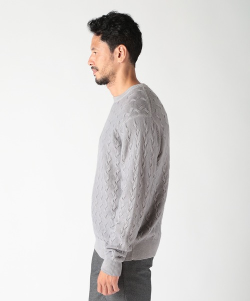 MEN'S BIGI(メンズビギ)の「5G スノー加工ケーブルクルーニット(ニット/セーター・メンズ・グリーン/ブラック/グレー/オレンジ・01/03/02)」の11枚目の写真