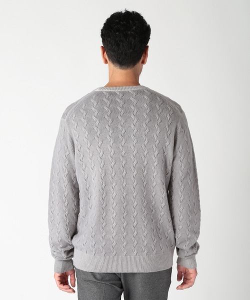 MEN'S BIGI(メンズビギ)の「5G スノー加工ケーブルクルーニット(ニット/セーター・メンズ・グリーン/ブラック/グレー/オレンジ・01/03/02)」の12枚目の写真