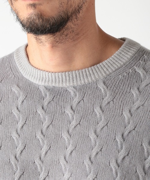 MEN'S BIGI(メンズビギ)の「5G スノー加工ケーブルクルーニット(ニット/セーター・メンズ・グリーン/ブラック/グレー/オレンジ・01/03/02)」の14枚目の写真