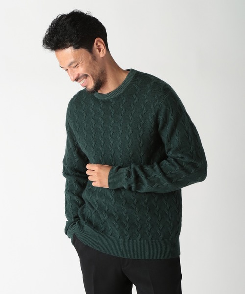 MEN'S BIGI(メンズビギ)の「5G スノー加工ケーブルクルーニット(ニット/セーター・メンズ・グリーン/ブラック/グレー/オレンジ・01/03/02)」の13枚目の写真