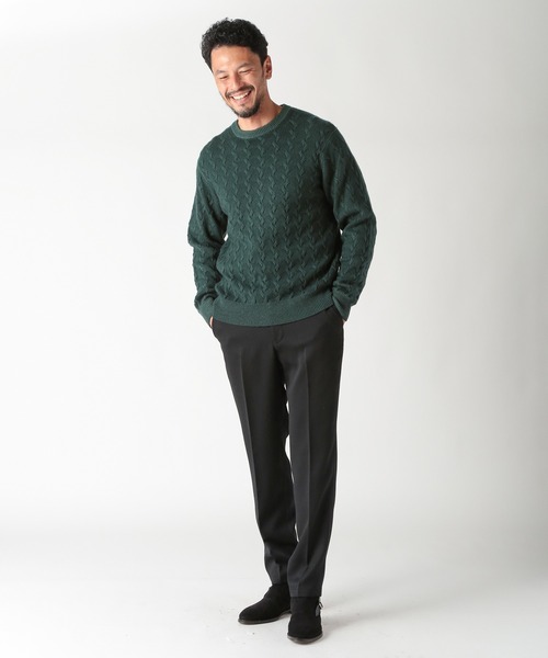 MEN'S BIGI(メンズビギ)の「5G スノー加工ケーブルクルーニット(ニット/セーター・メンズ・グリーン/ブラック/グレー/オレンジ・01/03/02)」の8枚目の写真