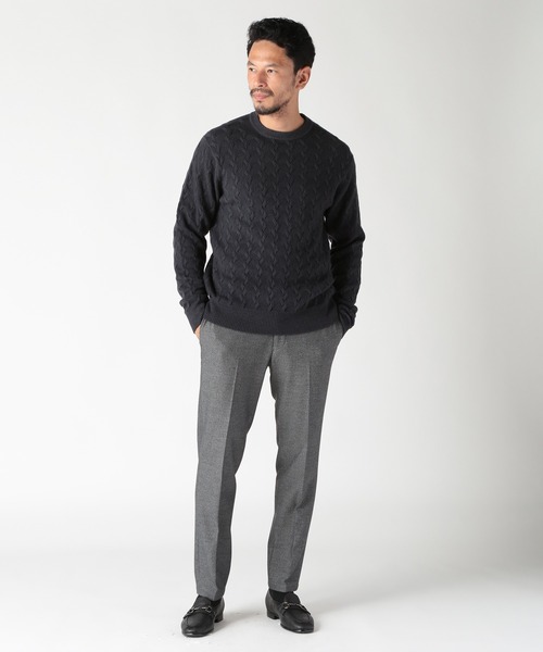 MEN'S BIGI(メンズビギ)の「5G スノー加工ケーブルクルーニット(ニット/セーター・メンズ・グリーン/ブラック/グレー/オレンジ・01/03/02)」の9枚目の写真