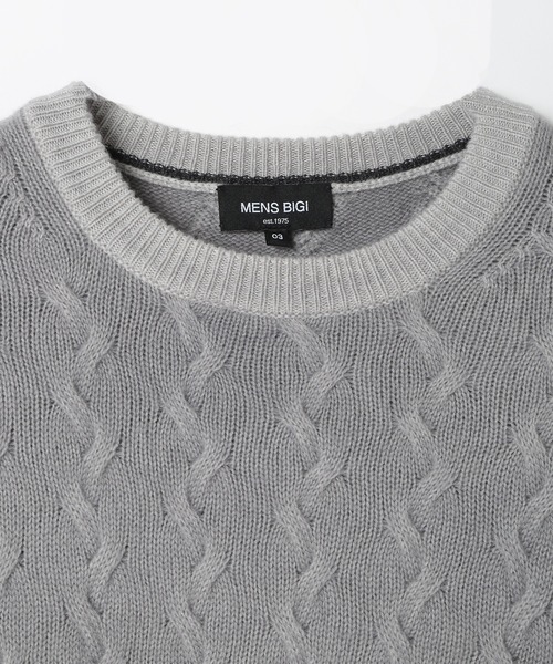 MEN'S BIGI(メンズビギ)の「5G スノー加工ケーブルクルーニット(ニット/セーター・メンズ・グリーン/ブラック/グレー/オレンジ・01/03/02)」の16枚目の写真