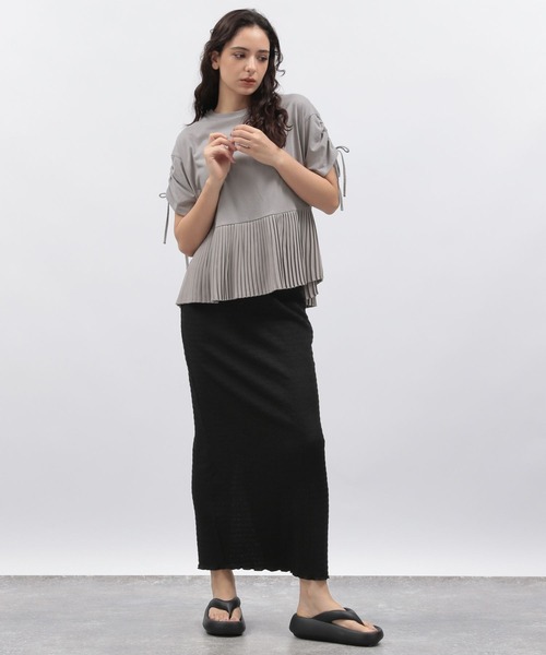 LAKOLE（ラコレ）の「スソプリーツドロスト半袖T / 136063（Tシャツ/カットソー・レディース・オフホワイト/グレー/ブラック・SMALL/MEDIUM）」の19枚目の写真