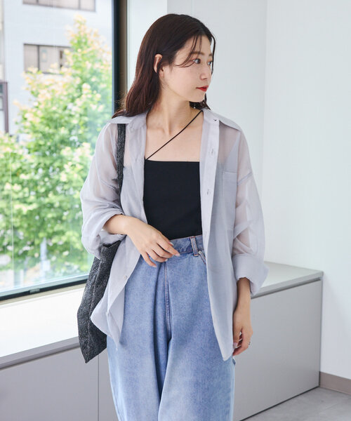 Kastane（カスタネ）の「【4色展開】シアーBIGシャツ（シャツ/ブラウス・レディース・ブラック/グレー/ピンク/アイボリー・FREE）」の17枚目の写真