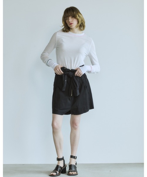 OPULENCE(オーピュレンス)の「Layered Stitch シアートップ(Tシャツ/カットソー・レディース・ブラック/ホワイト・FREE)」の19枚目の写真