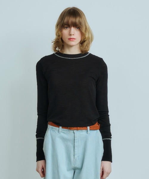 OPULENCE(オーピュレンス)の「Layered Stitch シアートップ(Tシャツ/カットソー・レディース・ブラック/ホワイト・FREE)」の20枚目の写真