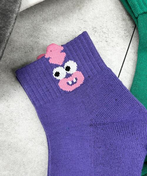 WEGO（ウィゴー）の「WEGO/モンスターアンクルソックス（ソックス/靴下・レディース・グリーン/パープル/イエロー/ブラック/サックスブルー/ライトピンク・23-25cm）」の4枚目の写真