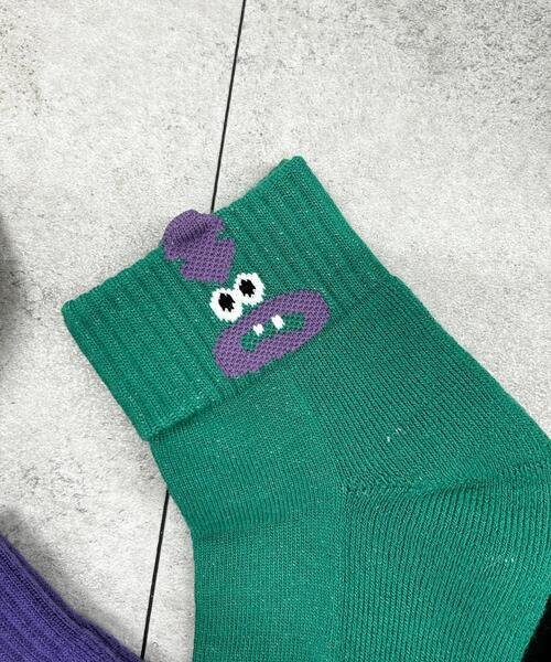 WEGO（ウィゴー）の「WEGO/モンスターアンクルソックス（ソックス/靴下・レディース・グリーン/パープル/イエロー/ブラック/サックスブルー/ライトピンク・23-25cm）」の3枚目の写真