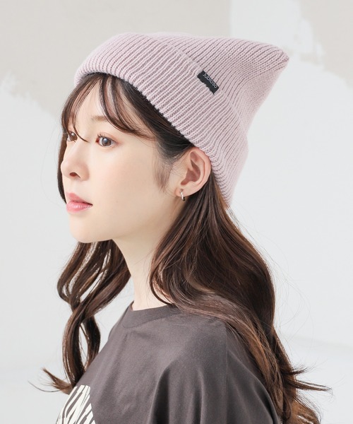 Honeys（ハニーズ）の「ネコ耳ニット帽（ニットキャップ/ビーニー・レディース・ホワイト/ピンク/ライトグレー/ブラック/ブラック×ホワイト/サックスブルー/スミクロ・FREE）」の7枚目の写真