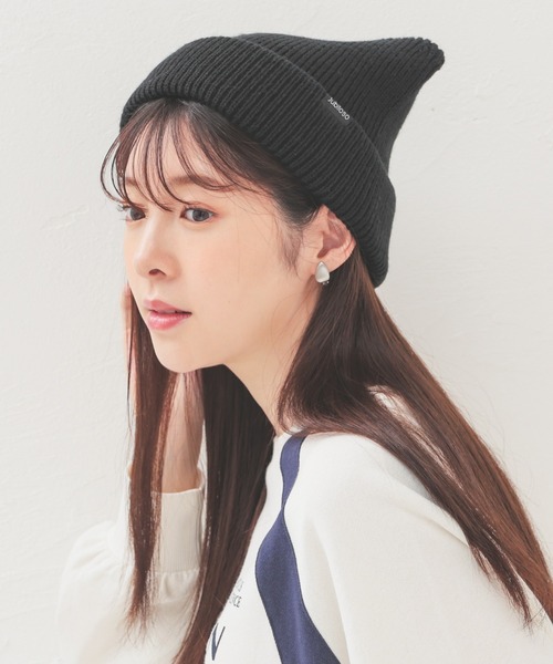 Honeys（ハニーズ）の「ネコ耳ニット帽（ニットキャップ/ビーニー・レディース・ホワイト/ピンク/ライトグレー/ブラック/ブラック×ホワイト/サックスブルー/スミクロ・FREE）」の14枚目の写真