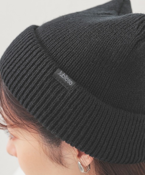 Honeys（ハニーズ）の「ネコ耳ニット帽（ニットキャップ/ビーニー・レディース・ホワイト/ピンク/ライトグレー/ブラック/ブラック×ホワイト/サックスブルー/スミクロ・FREE）」の16枚目の写真