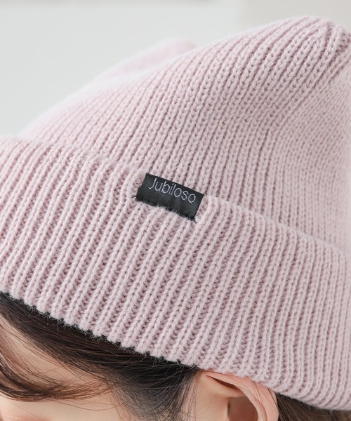 Honeys（ハニーズ）の「ネコ耳ニット帽（ニットキャップ/ビーニー・レディース・ホワイト/ピンク/ライトグレー/ブラック/ブラック×ホワイト/サックスブルー/スミクロ・FREE）」の20枚目の写真