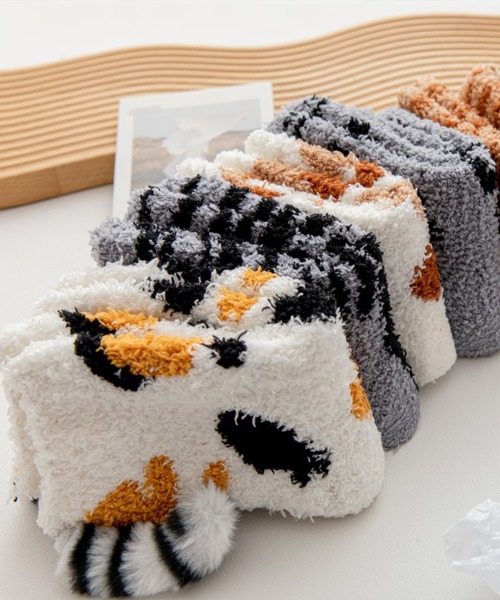 セール】【mosox】ねこ足柄ふわふわソックス（ソックス/靴下