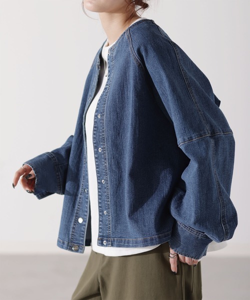 今期新品⭐︎ HUMS｜デニムコンビジップブルゾン hughug