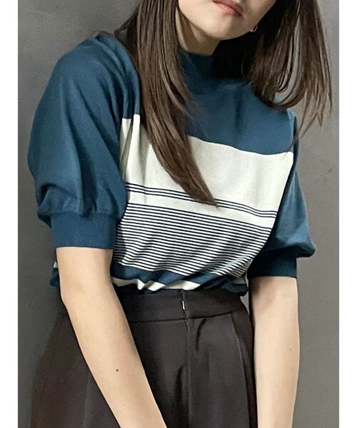 MURUA（ムルーア）の「ハーフパフスリーブニット（ニット/セーター・レディース・アイボリー/ブラック/その他1/オレンジ・FREE）」の4枚目の写真