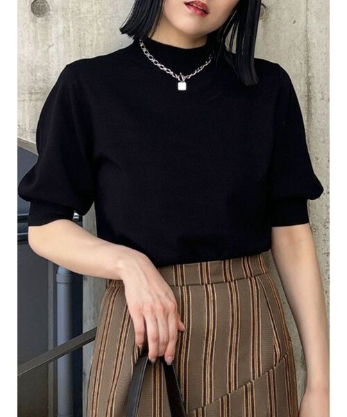 MURUA（ムルーア）の「ハーフパフスリーブニット（ニット/セーター・レディース・アイボリー/ブラック/その他1/オレンジ・FREE）」の2枚目の写真