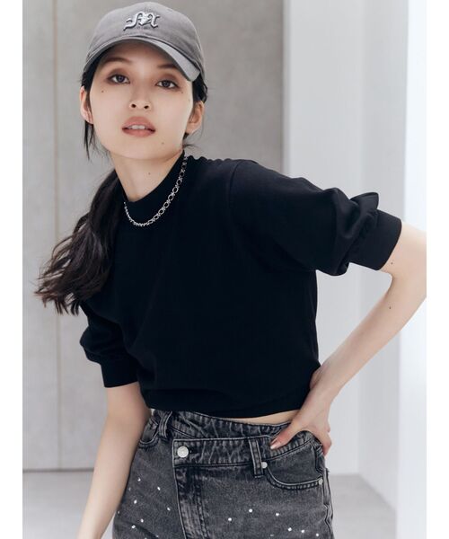 MURUA（ムルーア）の「ハーフパフスリーブニット（ニット/セーター・レディース・アイボリー/ブラック/その他1/オレンジ・FREE）」の18枚目の写真