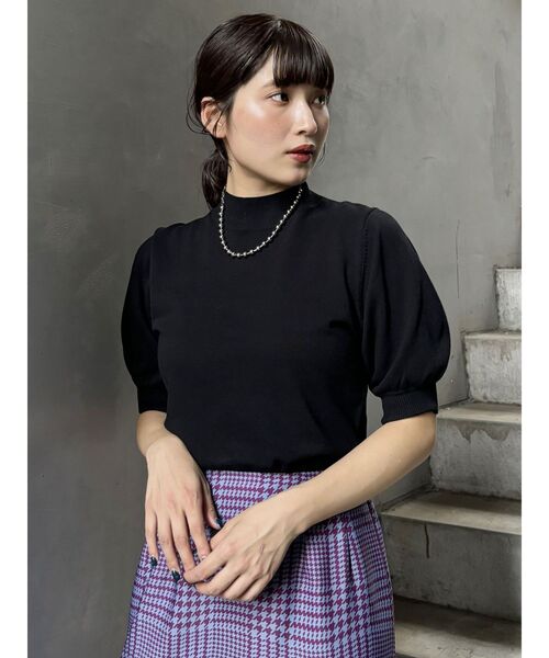 MURUA（ムルーア）の「ハーフパフスリーブニット（ニット/セーター・レディース・アイボリー/ブラック/その他1/オレンジ・FREE）」の5枚目の写真