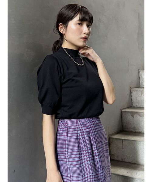 MURUA（ムルーア）の「ハーフパフスリーブニット（ニット/セーター・レディース・アイボリー/ブラック/その他1/オレンジ・FREE）」の6枚目の写真