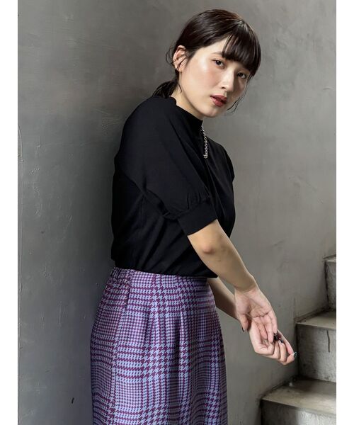 MURUA（ムルーア）の「ハーフパフスリーブニット（ニット/セーター・レディース・アイボリー/ブラック/その他1/オレンジ・FREE）」の7枚目の写真