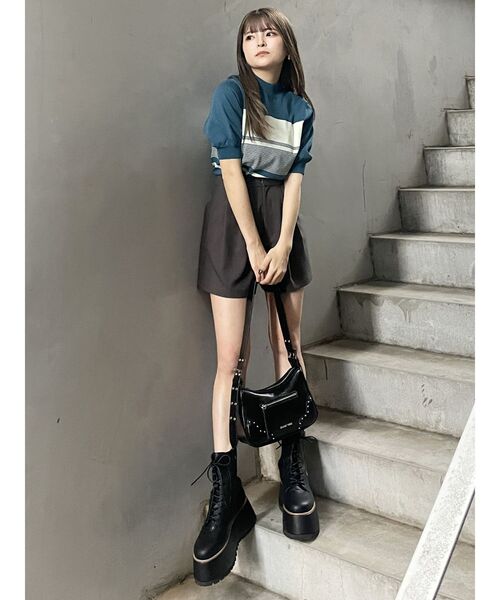 MURUA（ムルーア）の「ハーフパフスリーブニット（ニット/セーター・レディース・アイボリー/ブラック/その他1/オレンジ・FREE）」の12枚目の写真