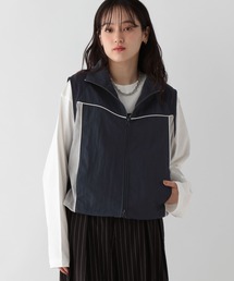 セットアップ対応/パイピングナイロンショートベスト