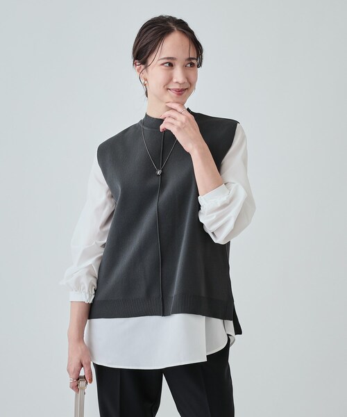 DRESKIP（ドレスキップ）の「◆【2点セット】着回し自在 ニットベスト＋フレアシルエットブラウス（その他トップス・レディース・ブラック/チャコールグレー/サンドベージュ/グリーン・04/03/02）」の17枚目の写真