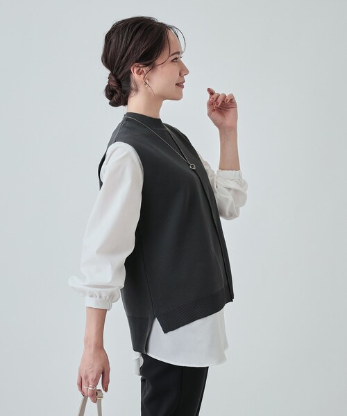 DRESKIP（ドレスキップ）の「◆【2点セット】着回し自在 ニットベスト＋フレアシルエットブラウス（その他トップス・レディース・ブラック/チャコールグレー/サンドベージュ/グリーン・04/03/02）」の18枚目の写真