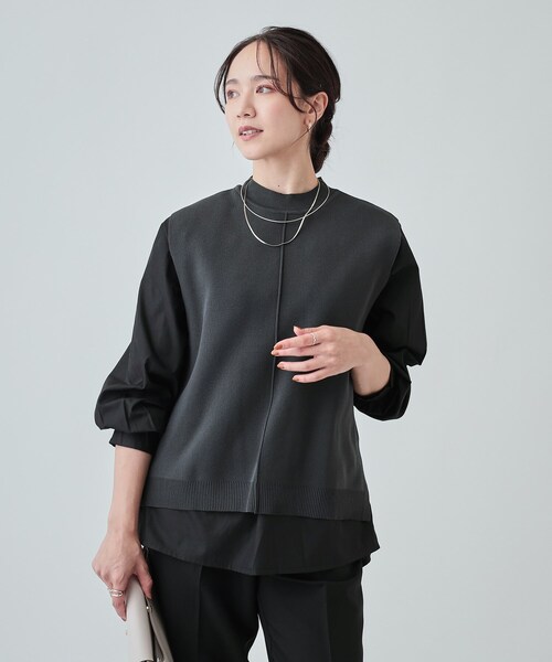DRESKIP（ドレスキップ）の「◆【2点セット】着回し自在 ニットベスト＋フレアシルエットブラウス（その他トップス・レディース・ブラック/チャコールグレー/サンドベージュ/グリーン・04/03/02）」の19枚目の写真