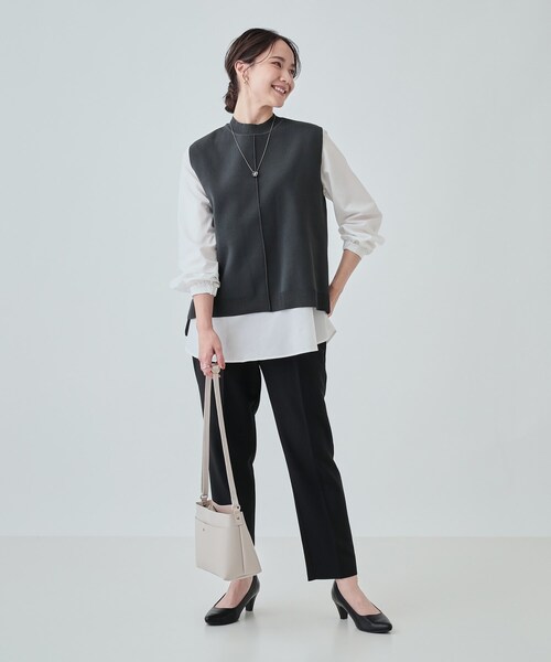 DRESKIP（ドレスキップ）の「◆【2点セット】着回し自在 ニットベスト＋フレアシルエットブラウス（その他トップス・レディース・ブラック/チャコールグレー/サンドベージュ/グリーン・04/03/02）」の22枚目の写真