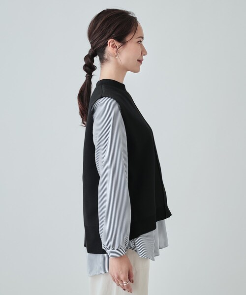 DRESKIP（ドレスキップ）の「◆【2点セット】着回し自在 ニットベスト＋フレアシルエットブラウス（その他トップス・レディース・ブラック/チャコールグレー/サンドベージュ/グリーン・04/03/02）」の8枚目の写真