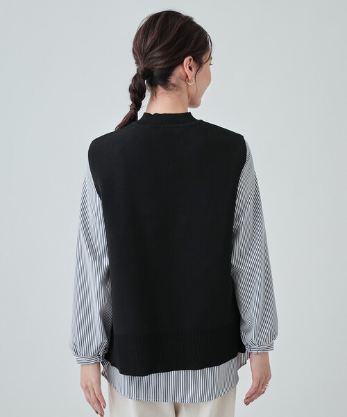 DRESKIP（ドレスキップ）の「◆【2点セット】着回し自在 ニットベスト＋フレアシルエットブラウス（その他トップス・レディース・ブラック/チャコールグレー/サンドベージュ/グリーン・04/03/02）」の9枚目の写真