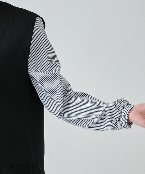 DRESKIP（ドレスキップ）の「◆【2点セット】着回し自在 ニットベスト＋フレアシルエットブラウス（その他トップス・レディース・ブラック/チャコールグレー/サンドベージュ/グリーン・04/03/02）」の11枚目の写真