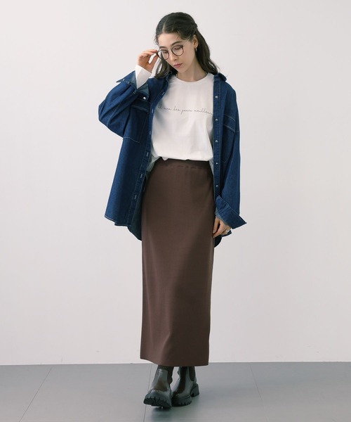 saloon(サルーン)の「SALOON(サルーン)/ロゴベーシックロンT【洗濯機洗い可】長袖(Tシャツ/カットソー・レディース・ブラック/ベージュ/オフホワイト/カーキ・FREE)」の12枚目の写真