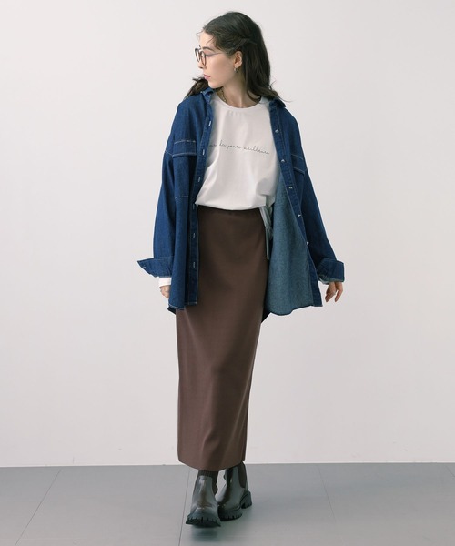 saloon(サルーン)の「SALOON(サルーン)/ロゴベーシックロンT【洗濯機洗い可】長袖(Tシャツ/カットソー・レディース・ブラック/ベージュ/オフホワイト/カーキ・FREE)」の11枚目の写真