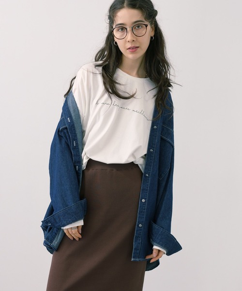 saloon(サルーン)の「SALOON(サルーン)/ロゴベーシックロンT【洗濯機洗い可】長袖(Tシャツ/カットソー・レディース・ブラック/ベージュ/オフホワイト/カーキ・FREE)」の10枚目の写真