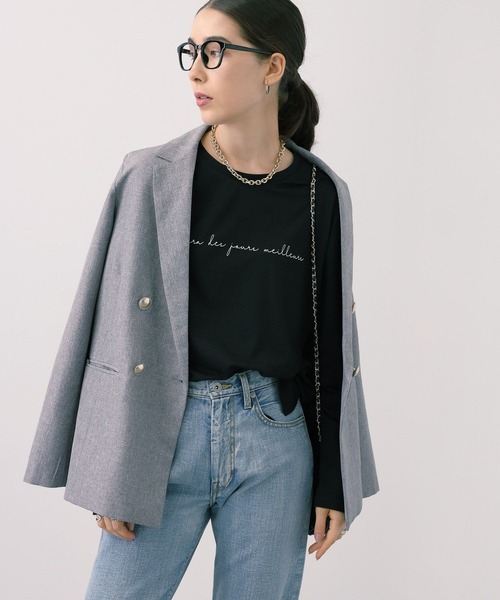 saloon(サルーン)の「SALOON(サルーン)/ロゴベーシックロンT【洗濯機洗い可】長袖(Tシャツ/カットソー・レディース・ブラック/ベージュ/オフホワイト/カーキ・FREE)」の13枚目の写真