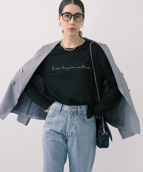 saloon(サルーン)の「SALOON(サルーン)/ロゴベーシックロンT【洗濯機洗い可】長袖(Tシャツ/カットソー・レディース・ブラック/ベージュ/オフホワイト/カーキ・FREE)」の18枚目の写真