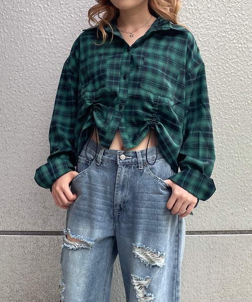 THE ROW ザロウ アンジェリーク シャツ ブラウス 前後2way XS セール】2wayチェック柄ショートシャツ（シャツ/ブラウス