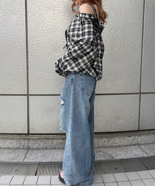 ROGER AND RAW（ロジャーアンドロウ）の「2wayチェック柄ショートシャツ（シャツ/ブラウス・レディース・ブラック/グリーン/ブラウン・FREE）」の17枚目の写真