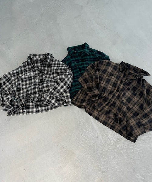 ROGER AND RAW（ロジャーアンドロウ）の「2wayチェック柄ショートシャツ（シャツ/ブラウス・レディース・ブラック/グリーン/ブラウン・FREE）」の18枚目の写真
