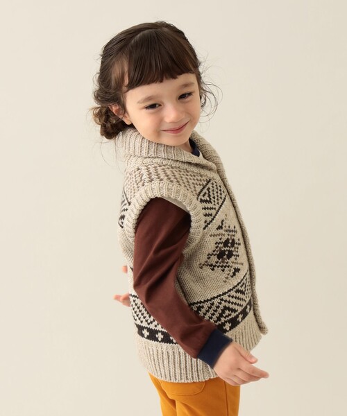 BEAMS mini（ビームスミニ）の「DOG ニットベスト 2024FW（90～130cm）（ベスト・キッズ・チャコールグレー/ホワイト系その他5・120/90/100/110/130）」の4枚目の写真