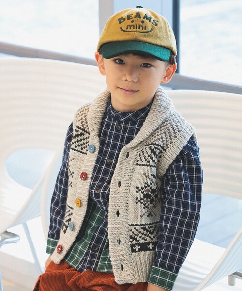 BEAMS mini（ビームスミニ）の「DOG ニットベスト 2024FW（90～130cm）（ベスト・キッズ・チャコールグレー/ホワイト系その他5・120/90/100/110/130）」の7枚目の写真
