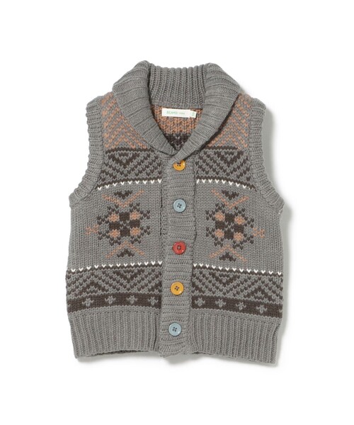 BEAMS mini（ビームスミニ）の「DOG ニットベスト 2024FW（90～130cm）（ベスト・キッズ・チャコールグレー/ホワイト系その他5・120/90/100/110/130）」の9枚目の写真