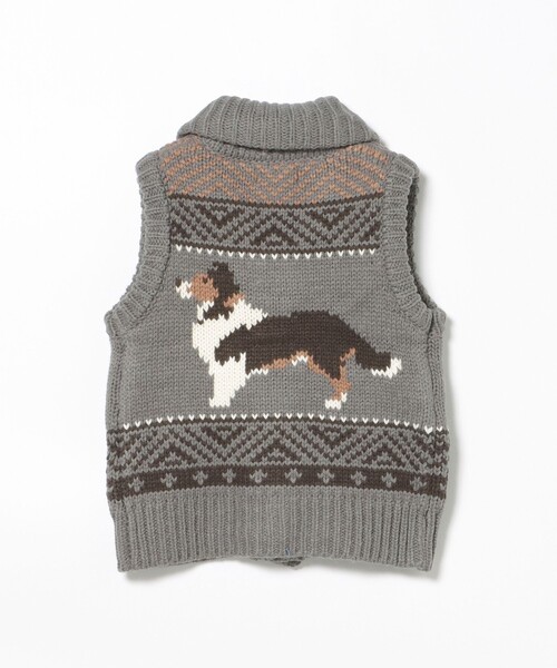 BEAMS mini（ビームスミニ）の「DOG ニットベスト 2024FW（90～130cm）（ベスト・キッズ・チャコールグレー/ホワイト系その他5・120/90/100/110/130）」の12枚目の写真