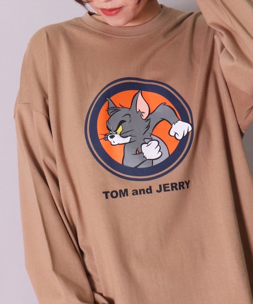 Tom&Jerry(トムアンドジェリー)の「(DV)【トムとジェリー】【ユニセックス】プリント 長袖 Tシャツ(Tシャツ/カットソー・メンズ・ベージュ/ホワイト系2/ホワイト系1/ダークグリーン/ネイビー/チャコールグレー/オレンジ/ブラック・X-LARGE/MEDIUM/LARGE)」の5枚目の写真